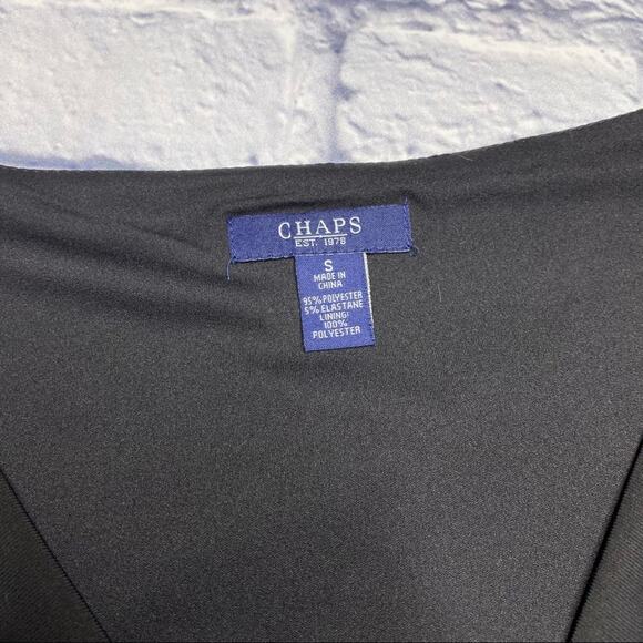 NEW Chaps Drape Front Black Dress - Picture 5 of 8